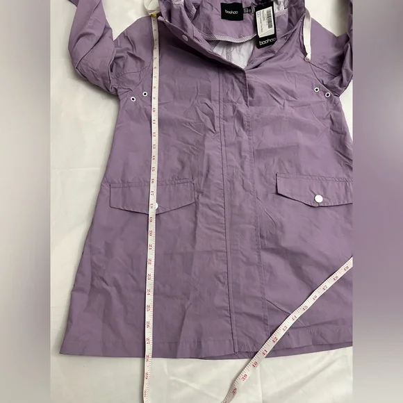 NWT Boohoo Hooded contrast Trim Mac Lilac windbreaker size 4 - Picture 6 of 8